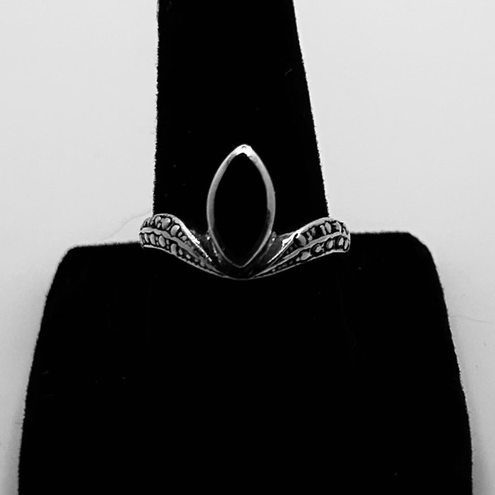 Onyx and Marcasite Ring 6.5